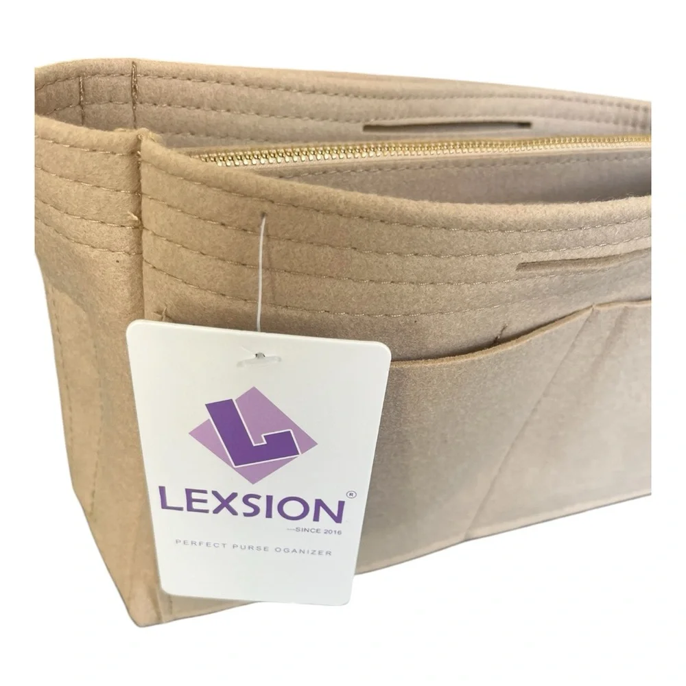 NWT Lexsion Felt Beige Purse Organizer in Slender Medium